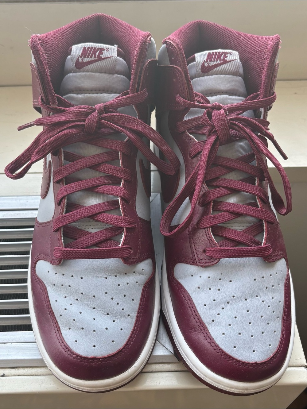 Nike 2022 Dunk High Dark Beetroot Burgundy Grey Sneakers Size 10 - Pristine